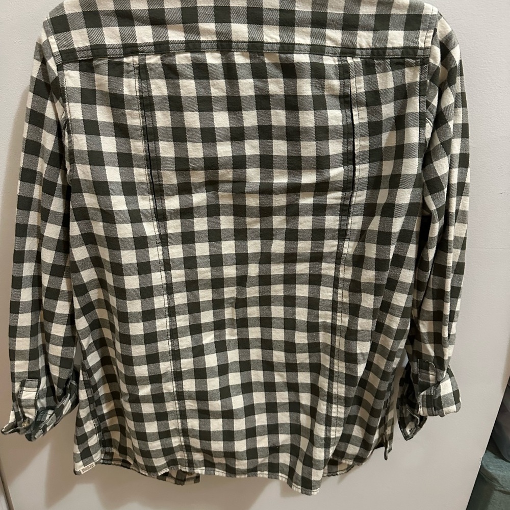 Duluth Trading Co Olive Green and Cream Buffalo Check Flannel Shirt - S - Picture 2 of 3